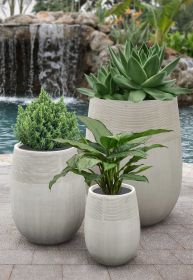 Clean Design Planter Set of 3 with Stripe Accents in an Ancient Cement Finish