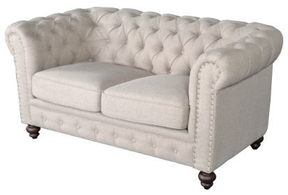 Classic Chesterfield Dark Linen Loveseat