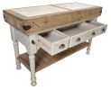 Marble Top 3 Drawer Kitchen Island In Chalk White