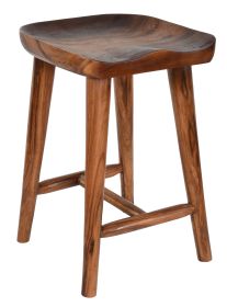 Contoured Seat Suar Wood Counter Stool