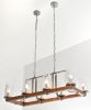 Long Rustic black and Wood Chandelier