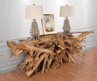 99 Inch Live Edge Teak Root Console