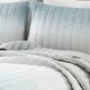 King size Aqua Blue and Grey Lightweight Polyester Fabric 3 Piece Quilt Set