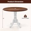 Solid Wood Round 40-inch Kitchen Dining Table with White Legs and Brown Top