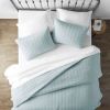 3 Piece Microfiber Farmhouse Coverlet Bedspread Set Light Blue, King/California King