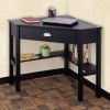 Corner Black Wood Computer Desk with Drawer