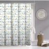 72-inch 100-Percent Cotton Fabric Shower Curtain with Teal Beige Black Birds