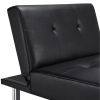 Black Modern Faux Leather Chaise Lounge Recliner Sleeper Sofa