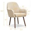 Set of 2 Retro Off-White Linen Upholstered Accent Chair with Stylish Wood Legs