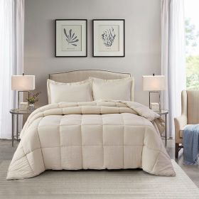 King Size Beige 3 Piece Microfiber Reversible Comforter Set