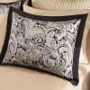 Queen 12 Piece Cotton Polyester Comforter Set Black Gold Paisley