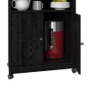 Black Utility Cart / Kitchen Microwave Cart with Casters