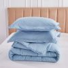 Queen Size Blue 3 Piece Microfiber Reversible Comforter Set