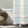 72-inch Sea Breeze Blue Green White Cabana Stripe Cotton Shower Curtain