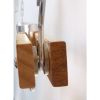 Ceiling Mount Single Bar Wooden Pot Rack with 4 Pan Hooks