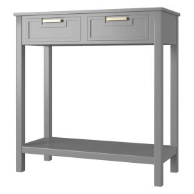 Modern Entryway Accent 2 Drawer Sofa Side Table Grey