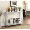 White Wood Console Sofa Table with Bottom Storage Shelf