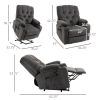 Dark Grey Upholstered Power Lift Chair Recliner with USB Ports, Cup Holders, Side Pockets