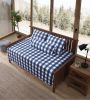 Lightweight Navy Blue White Plaid 4 Piece Cotton Daybed Cover Set