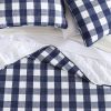 Lightweight Navy Blue White Plaid 4 Piece Cotton Daybed Cover Set