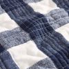 Lightweight Navy Blue White Plaid 4 Piece Cotton Daybed Cover Set