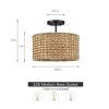 Bohemian 13.6-inch Round Rattan Drum 2-Light Ceiling Light - Semi-Flush Mount