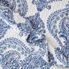 Full/Queen Size Soft Microfiber Reversible Blue/White Baroque Design Quilt Set