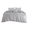 Full / Queen size 5-Piece Grey Cotton Farmhouse Comforter Set