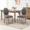 Set of 2 Vintage Upholstered Armless Curved Back Dining Chairs Grey Wash