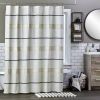 72-inch Polyester/Linen Fabric Shower Curtain in Beige with Black Stripes