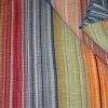 King size 100% Cotton Quilt Set with Brown Orange Red Blue Stripes