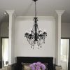 6 Light Gothic Gypsy Pendant Black Crystal Candle Ceiling Chandelier