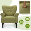 Green Retro Tufted Polyester Accent Chair with Stylish Espresso Wood Legs