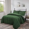 Queen Size Green 3 Piece Microfiber Reversible Comforter Set