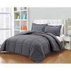 Queen Size Reversible Microfiber Down Alternative Comforter Set in Grey