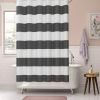 72 x 70 inch Polyester Grey White Nautical Ocean Beach Striped Shower Curtain