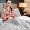 Heated Electric Sherpa Throw Blanket in Grey/White