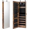 2-in-1 Door/Wall Mounted Jewelry Armoire Full Length Mirror in Brown Wood Finish