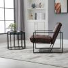 Retro Tufted Faux Leather Metal Frame Accent Chair - Brown