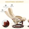 Adjustable Beige Faux Leather Electric Remote Massage Recliner Chair w/ Ottoman