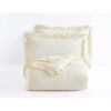 Oversized Queen Ivory Microfiber 3-Piece Comforter Set with Ruffled Edge Trim