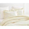 Oversized Queen Ivory Microfiber 3-Piece Comforter Set with Ruffled Edge Trim