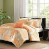 King size 5-Piece Comforter Set in Orange Damask Print