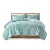 King/CAL King Soft Sherpa Faux Fur 3-Piece Comforter Set in Light Teal Blue