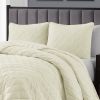 King CAL King 3-Piece Ivory Polyester Microfiber Reversible Diamond Quilt Set