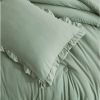 Oversized King Sage Microfiber 3-Piece Comforter Set with Ruffled Edge Trim