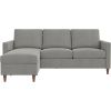 Mid-Century Modern Left or Right Facing Sectional Sofa in Light Grey Linen