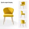 Mustard Yellow Velvet Upholstered Wingback Accent Side Chair w/ Gold Metal Legs