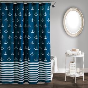 72-inch Navy White Nautical Anchor Polyester Shower Curtain