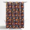 72-inch Navy Orange Teal Floral Fox Birds Polyester Shower Curtain